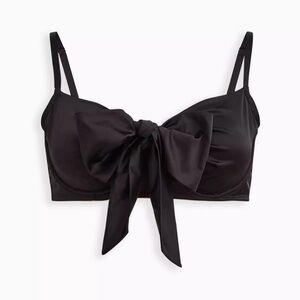 Torrid Curve Black Satin Bow Bra Size 6 Plus Size Statement Lingerie Underwire